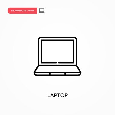 Laptop Basit vektör simgesi. Web sitesi veya mobil uygulama için modern, basit düz vektör çizimi