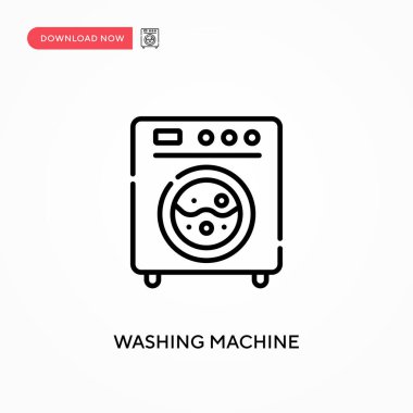 Çamaşır makinesi basit vektör simgesi. Web sitesi veya mobil uygulama için modern, basit düz vektör çizimi