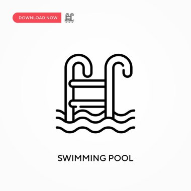 Yüzme havuzu basit vektör simgesi. Web sitesi veya mobil uygulama için modern, basit düz vektör çizimi