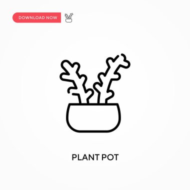 Bitki saksısı basit vektör simgesi. Web sitesi veya mobil uygulama için modern, basit düz vektör çizimi