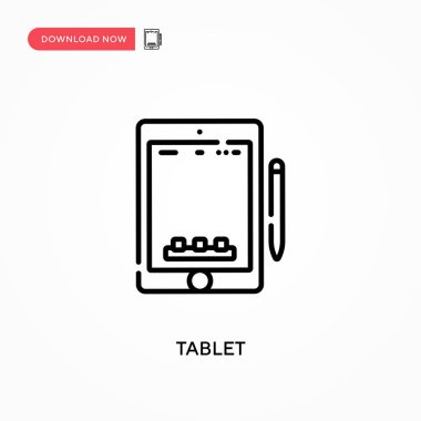 Tablet Basit vektör simgesi. Web sitesi veya mobil uygulama için modern, basit düz vektör çizimi