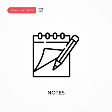 Notlar basit vektör simgesi. Web sitesi veya mobil uygulama için modern, basit düz vektör çizimi