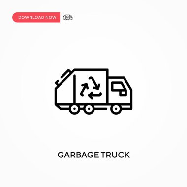 Çöp kamyonu basit vektör simgesi. Web sitesi veya mobil uygulama için modern, basit düz vektör çizimi