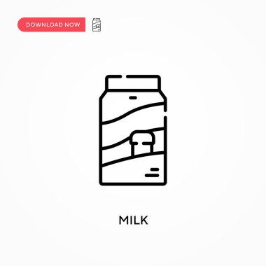 Süt Basit vektör simgesi. Web sitesi veya mobil uygulama için modern, basit düz vektör çizimi