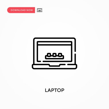 Laptop Basit vektör simgesi. Web sitesi veya mobil uygulama için modern, basit düz vektör çizimi