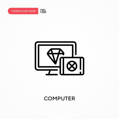 Bilgisayar basit vektör simgesi. Web sitesi veya mobil uygulama için modern, basit düz vektör çizimi