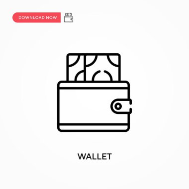 Cüzdan Basit vektör simgesi. Web sitesi veya mobil uygulama için modern, basit düz vektör çizimi