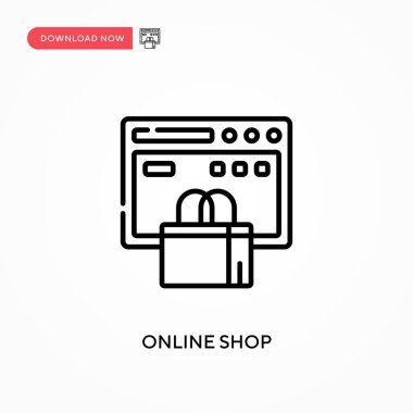 Çevrimiçi dükkan Basit vektör simgesi. Web sitesi veya mobil uygulama için modern, basit düz vektör çizimi