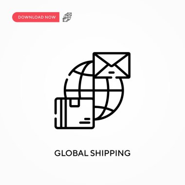 Küresel Sevkiyat Basit vektör simgesi. Web sitesi veya mobil uygulama için modern, basit düz vektör çizimi