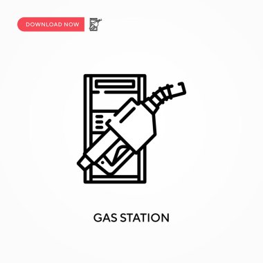 Benzin istasyonu basit vektör simgesi. Web sitesi veya mobil uygulama için modern, basit düz vektör çizimi