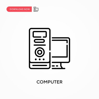 Bilgisayar basit vektör simgesi. Web sitesi veya mobil uygulama için modern, basit düz vektör çizimi