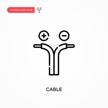 Kablo Basit vektör simgesi. Web sitesi veya mobil uygulama için modern, basit düz vektör çizimi