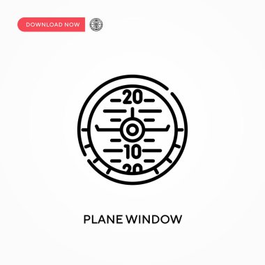 Uçak penceresi basit vektör simgesi. Web sitesi veya mobil uygulama için modern, basit düz vektör çizimi