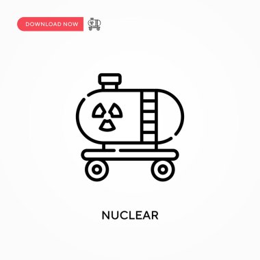 Nükleer basit vektör simgesi. Web sitesi veya mobil uygulama için modern, basit düz vektör çizimi