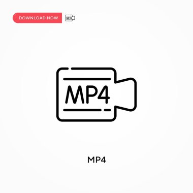 Mp4 Basit vektör simgesi. Web sitesi veya mobil uygulama için modern, basit düz vektör çizimi