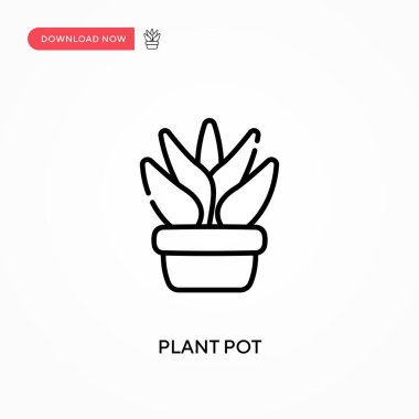 Bitki saksısı basit vektör simgesi. Web sitesi veya mobil uygulama için modern, basit düz vektör çizimi