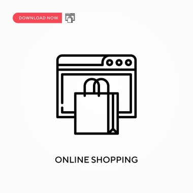 Çevrimiçi alışveriş basit vektör simgesi. Web sitesi veya mobil uygulama için modern, basit düz vektör çizimi