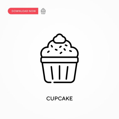 Cupcake Basit vektör simgesi. Web sitesi veya mobil uygulama için modern, basit düz vektör çizimi