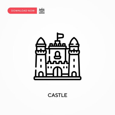 Basit Castle vektör simgesi. Web sitesi veya mobil uygulama için modern, basit düz vektör çizimi