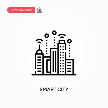 Akıllı şehir Basit vektör simgesi. Web sitesi veya mobil uygulama için modern, basit düz vektör çizimi