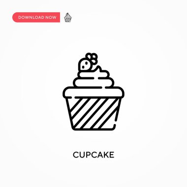 Cupcake Basit vektör simgesi. Web sitesi veya mobil uygulama için modern, basit düz vektör çizimi
