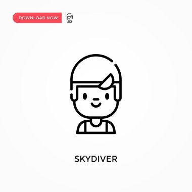 Skydiver Basit vektör simgesi. Web sitesi veya mobil uygulama için modern, basit düz vektör çizimi