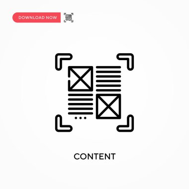 İçerik Basit vektör simgesi. Web sitesi veya mobil uygulama için modern, basit düz vektör çizimi