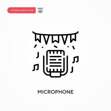 Mikrofon basit vektör simgesi. Web sitesi veya mobil uygulama için modern, basit düz vektör çizimi