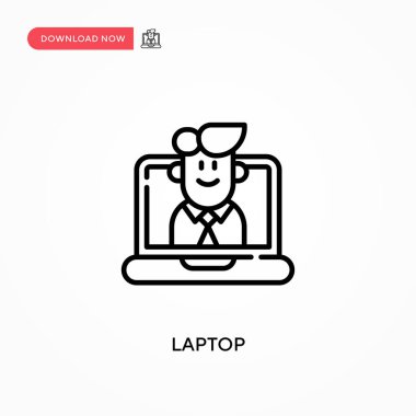 Laptop Basit vektör simgesi. Web sitesi veya mobil uygulama için modern, basit düz vektör çizimi