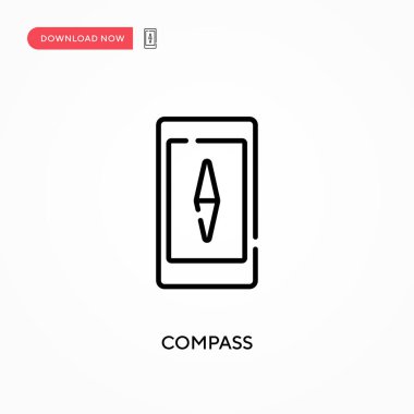 Basit vektör simgesini pusula. Web sitesi veya mobil uygulama için modern, basit düz vektör çizimi