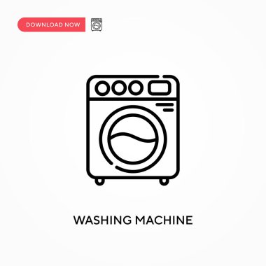 Çamaşır makinesi basit vektör simgesi. Web sitesi veya mobil uygulama için modern, basit düz vektör çizimi