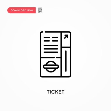 Bilet Basit vektör simgesi. Web sitesi veya mobil uygulama için modern, basit düz vektör çizimi