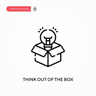 Kutunun dışını düşün Basit vektör simgesi. Web sitesi veya mobil uygulama için modern, basit düz vektör çizimi