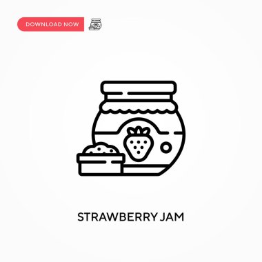 Çilek reçeli basit vektör simgesi. Web sitesi veya mobil uygulama için modern, basit düz vektör çizimi