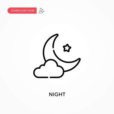 Gece Basit vektör simgesi. Web sitesi veya mobil uygulama için modern, basit düz vektör çizimi