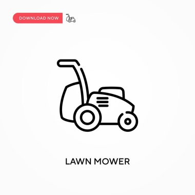 Çim biçme makinesi basit vektör simgesi. Web sitesi veya mobil uygulama için modern, basit düz vektör çizimi