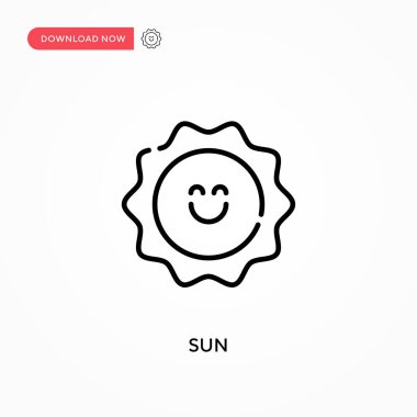 Güneş basit vektör simgesi. Web sitesi veya mobil uygulama için modern, basit düz vektör çizimi