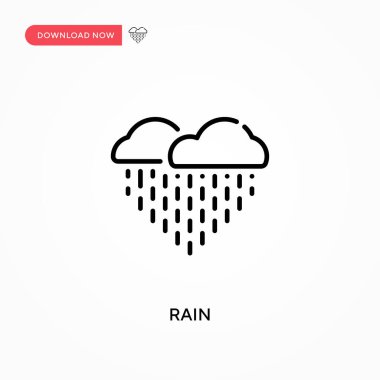 Basit vektör simgesi yağmur. Web sitesi veya mobil uygulama için modern, basit düz vektör çizimi
