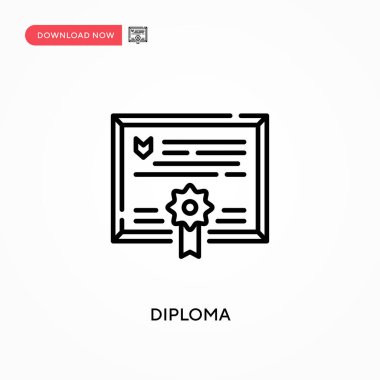 Diploma basit vektör simgesi. Web sitesi veya mobil uygulama için modern, basit düz vektör çizimi