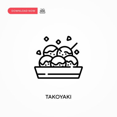 Takoyaki Basit vektör simgesi. Web sitesi veya mobil uygulama için modern, basit düz vektör çizimi