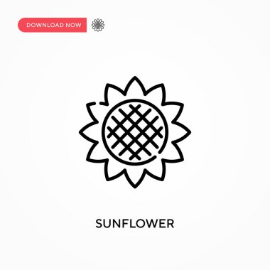 Ayçiçeği basit vektör simgesi. Web sitesi veya mobil uygulama için modern, basit düz vektör çizimi