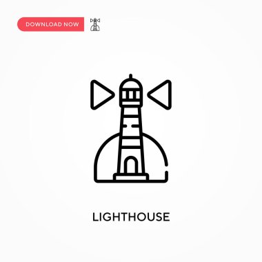 Deniz feneri basit vektör simgesi. Web sitesi veya mobil uygulama için modern, basit düz vektör çizimi