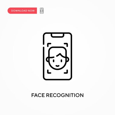Yüz tanıma basit vektör simgesi. Web sitesi veya mobil uygulama için modern, basit düz vektör çizimi