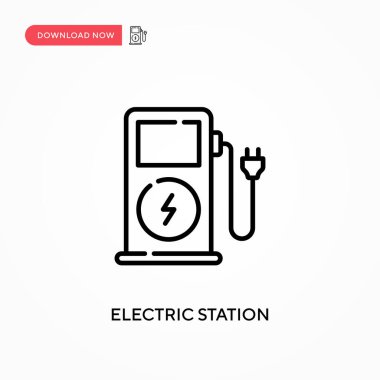 Elektrik istasyonu basit vektör simgesi. Web sitesi veya mobil uygulama için modern, basit düz vektör çizimi