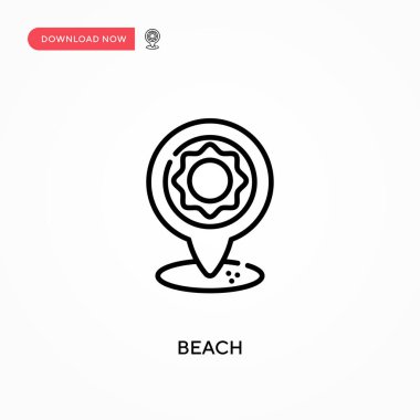 Plaj basit vektör simgesi. Web sitesi veya mobil uygulama için modern, basit düz vektör çizimi