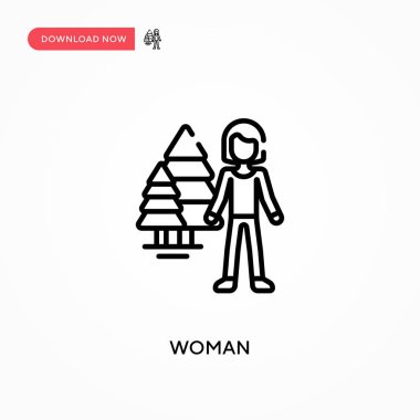 Kadın basit vektör simgesi. Web sitesi veya mobil uygulama için modern, basit düz vektör çizimi
