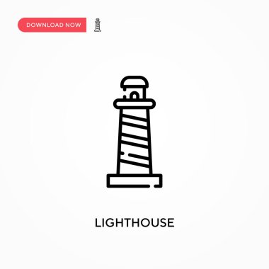 Deniz feneri basit vektör simgesi. Web sitesi veya mobil uygulama için modern, basit düz vektör çizimi