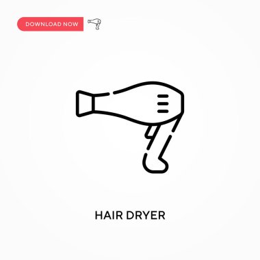 Saç kurutma makinesi basit vektör simgesi. Web sitesi veya mobil uygulama için modern, basit düz vektör çizimi