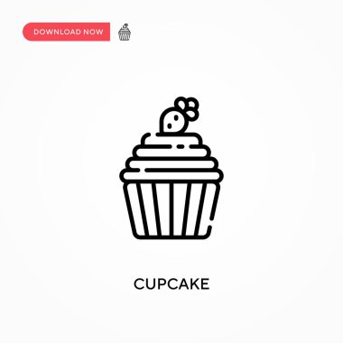 Cupcake Basit vektör simgesi. Web sitesi veya mobil uygulama için modern, basit düz vektör çizimi