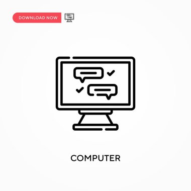 Bilgisayar basit vektör simgesi. Web sitesi veya mobil uygulama için modern, basit düz vektör çizimi